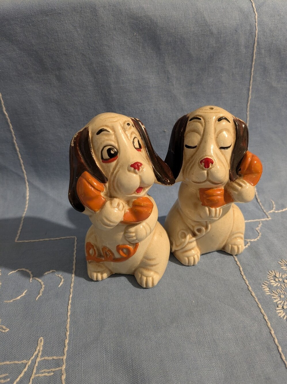 MIJ Anthro Dog Salt And Pepper Shakers Ceramic